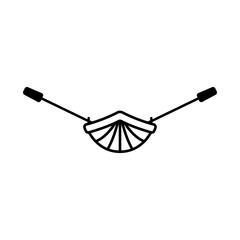 Boat icon. Front view. Black contour linear silhouette. Vector flat graphic illustration. The isolated object on a white background. Isolate. © far700