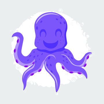 purple octopus. Vector illustration on white background.
