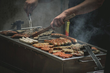 grilled beef on the grill
