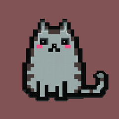 Cute kitten pet pixel art-isolated vector illustration. Hot cat