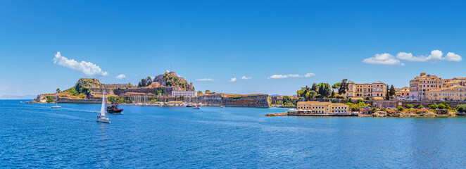 Panoramic view of Kerkyra, capital of Corfu island, Greece.