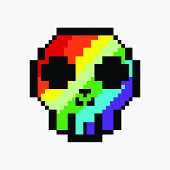 Pixel skull image. Vector illustration of cross stitch and t-shirt pattern.