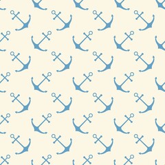Fototapeta na wymiar Nautical seamless pattern with geometric ship anchors