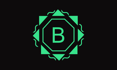 Stylish geometric monogram with the letter B on a black background. Vector illustration of sign, symbol, emblem.