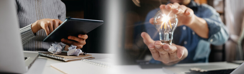 Searching Browsing Internet Data Information with blank search bar.businessman working with smart...