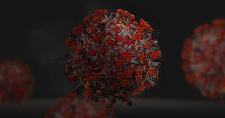 red virus cell symbolic infection 3d-illustration