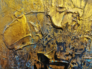 Modern abstract work on canvas with gold.