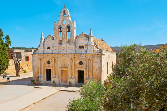 Venetian Baroque church of Arkadi Monastery (Moni Arkadiou), Crete, Greece