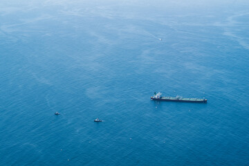 Aerial photo of a Cargo shipping container ship at sea