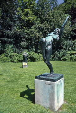 Statue "The mad virgin" by Rik Wouters (1912), Middelheim Open Air Sculpture Museum, sculpture park of the Middelheim Nachtegalen Park at Antwerp, Belgium