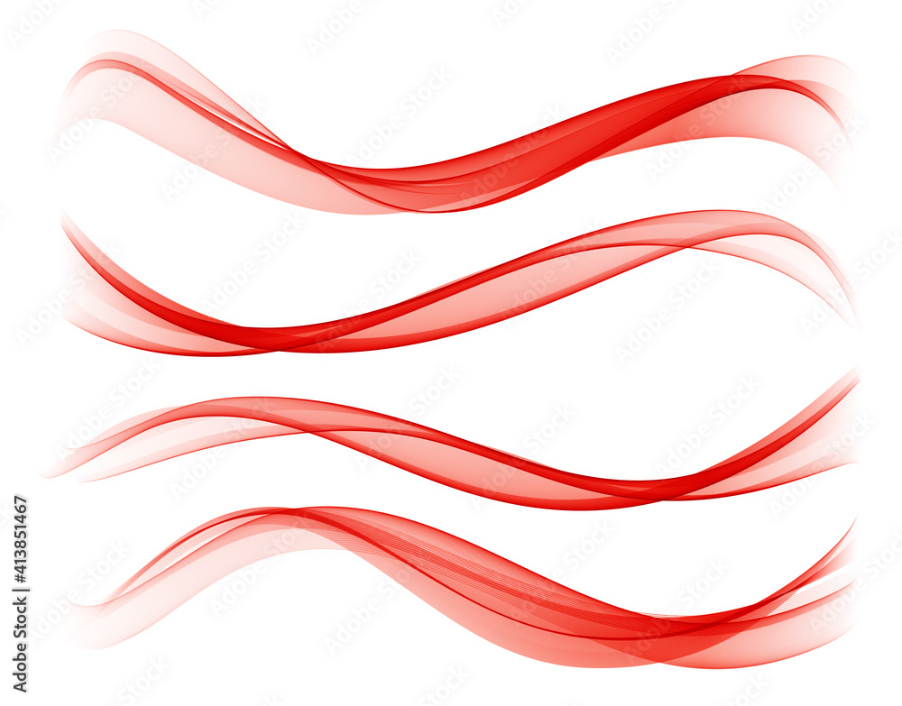 Aufkleber Red color abstract transparent wave design element
