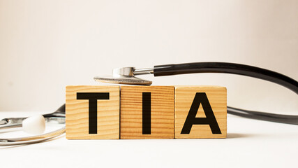 word TIA on wooden blocks. medical concept . the medicine