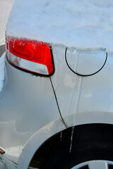 icicles on a car fender
