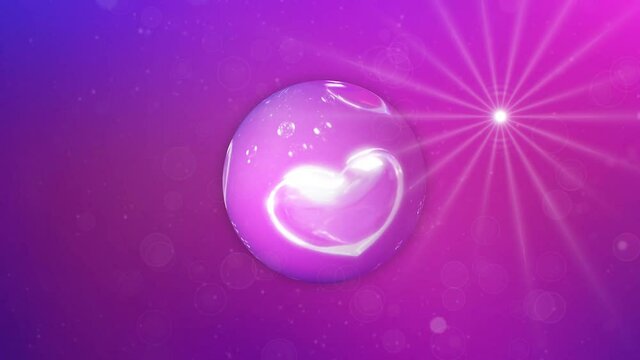 Pink abstract romantic background with sphere and the image of the heart. Valentine's Day card.