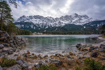 Wide Angle Shots of Lake Eibsee in Bad Weather Conditions