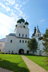 Fototapeta na wymiar Old and beautiful white Church of St. John the Theologian in Rostov kremlin, golden ring, Russia