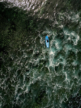Aerial view of stand up paddle surfing