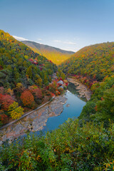 Arashiyama in autumn along the river, Kyoto, Japan. with high resolution files.