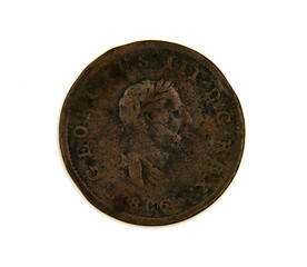 Vintage european coin on white background