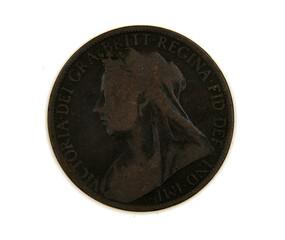 Vintage european coin on white background