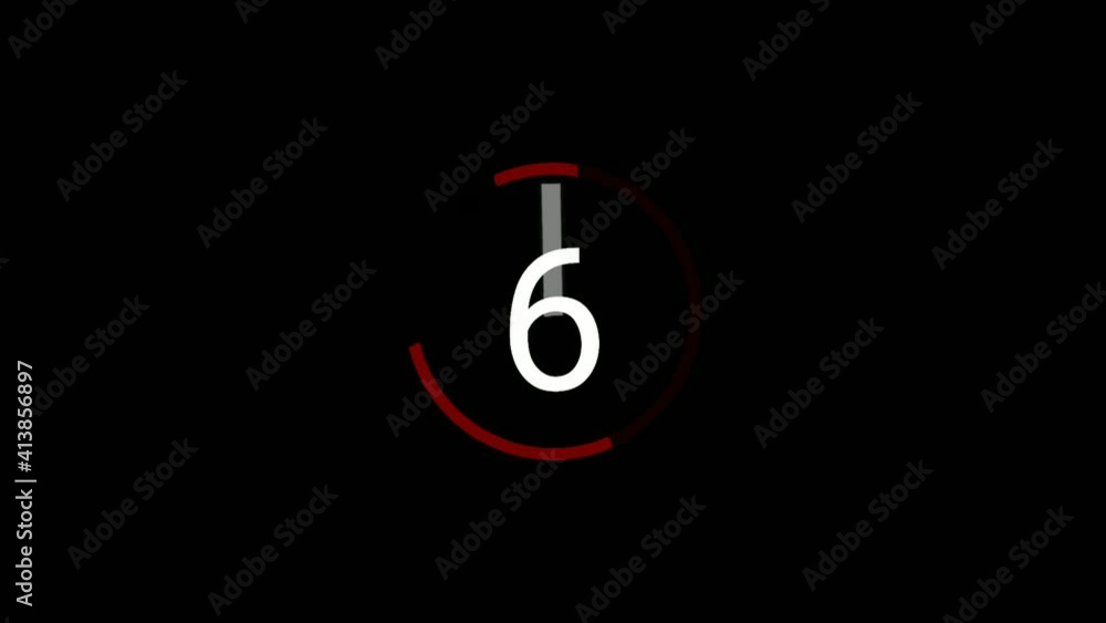 Poster countdown cartoon animation number 10 to 1 in colorful rotating circle on black background.4k video