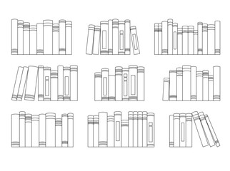 Printable Book Tracker. Many books on a bookshelf vector illustration