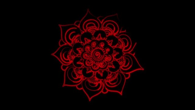 Mandala Abstract ornament multicolored neon line motion. 4k video pattern mandala India.
