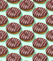 Seamless isometric 3d render pattern. Chocolate donuts. Minimal design. Donuts lover, Restaurant, bakery candy shop, food delivery concept