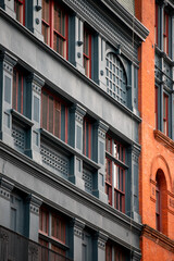 Halloween colored city apartments