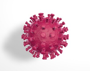 Pink and blue viruses and bacteria of various shapes against a white background. Concept of science and medicine. 3d rendering