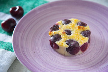 Cherry clafoutis traditional french recipe.