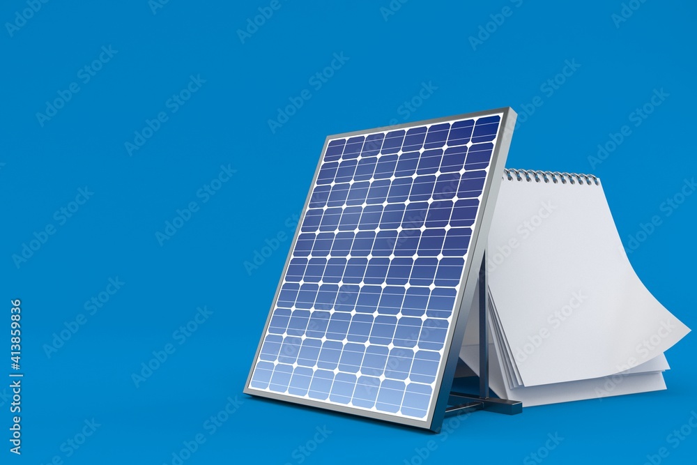 Canvas Prints photovoltaic panel with blank calendar