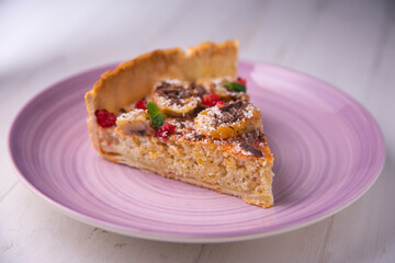 Banana cake with coconut and chocolate