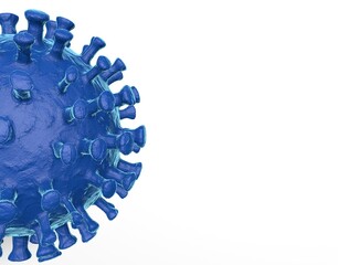The blue body of the virus. The body of the coronavirus. The body of the virus on a white background.