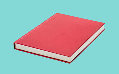 side of red book isolated on green background, high resolution image