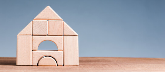 Wooden Block Arranged as a House