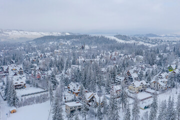 Panorama miasta Zakopane z drona