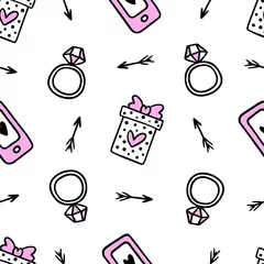 Muurstickers seamless pattern with icons © Валерия Фламель
