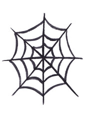 Watercolor halloween illustration: black spider web  Black spooky scary hand painted hand drawn illustration High resolution isolated on white Halloween party decor, stickers and planner clip art