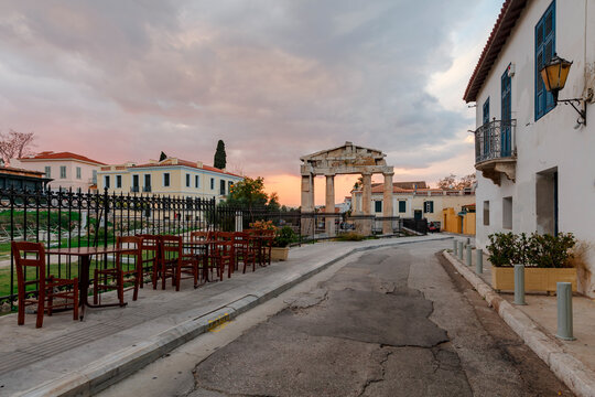 Remains of Roman Agora in the old town of Athens, Greece.