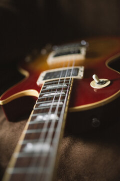 Neck of an electric guitar.