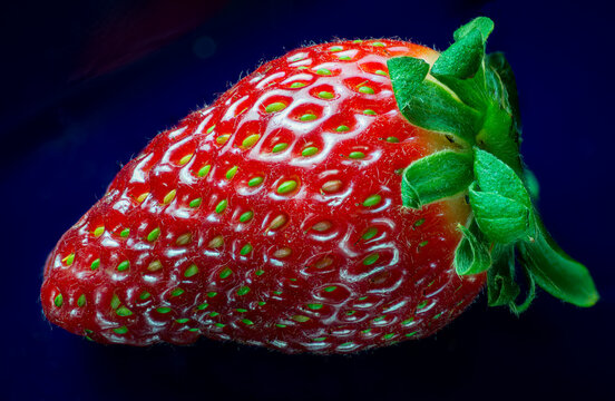Macro view of single ripe strawberry