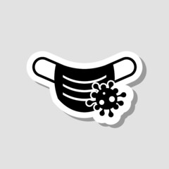 Protective medical mask with the sign of the virus sticker icon
