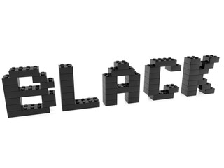 BLACK concept from black toy bricks to white