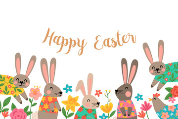 Easter holiday cute banner design. Childish print for greeting card, banner and decoration