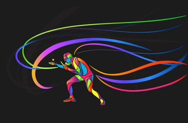 Table tennis sport. Ping pong abstract colorful player
