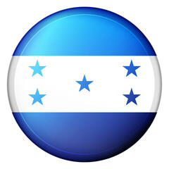 Glass light ball with flag of Honduras. Round sphere, template icon. national symbol. Glossy realistic ball, 3D abstract vector illustration highlighted on a white background. Big bubble.