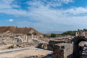 Overview of ruins in Beit She'an National Park in Israel