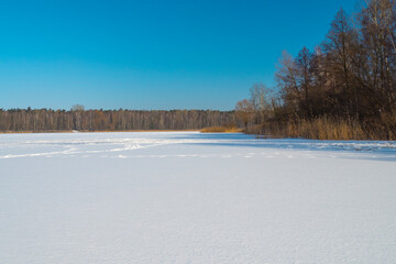 winter landscape with blue sky