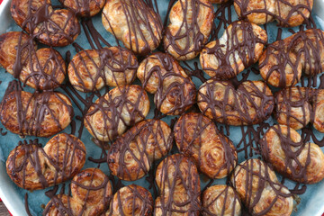 small homemade chocolate palms as sweet temptation snack